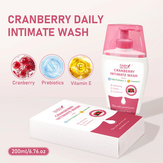 FairySecret®Cranberry Feminine Wash with Probiotic Complex & Vitamin E – Gentle Daily Cleanser for Fresh Balance