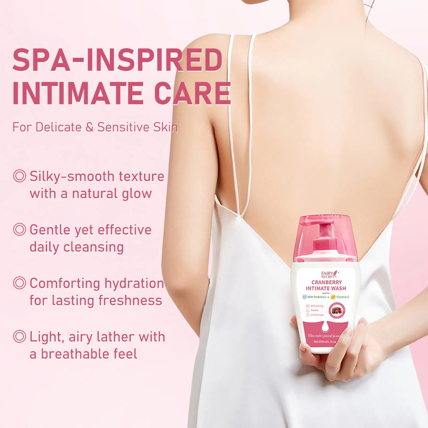 FairySecret®Cranberry Feminine Wash with Probiotic Complex & Vitamin E – Gentle Daily Cleanser for Fresh Balance