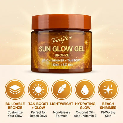 TanGlow Sun Glow Tanning Gel, Tanning Accelerator& Golden Shimmer for Outdoor Sun Tanning